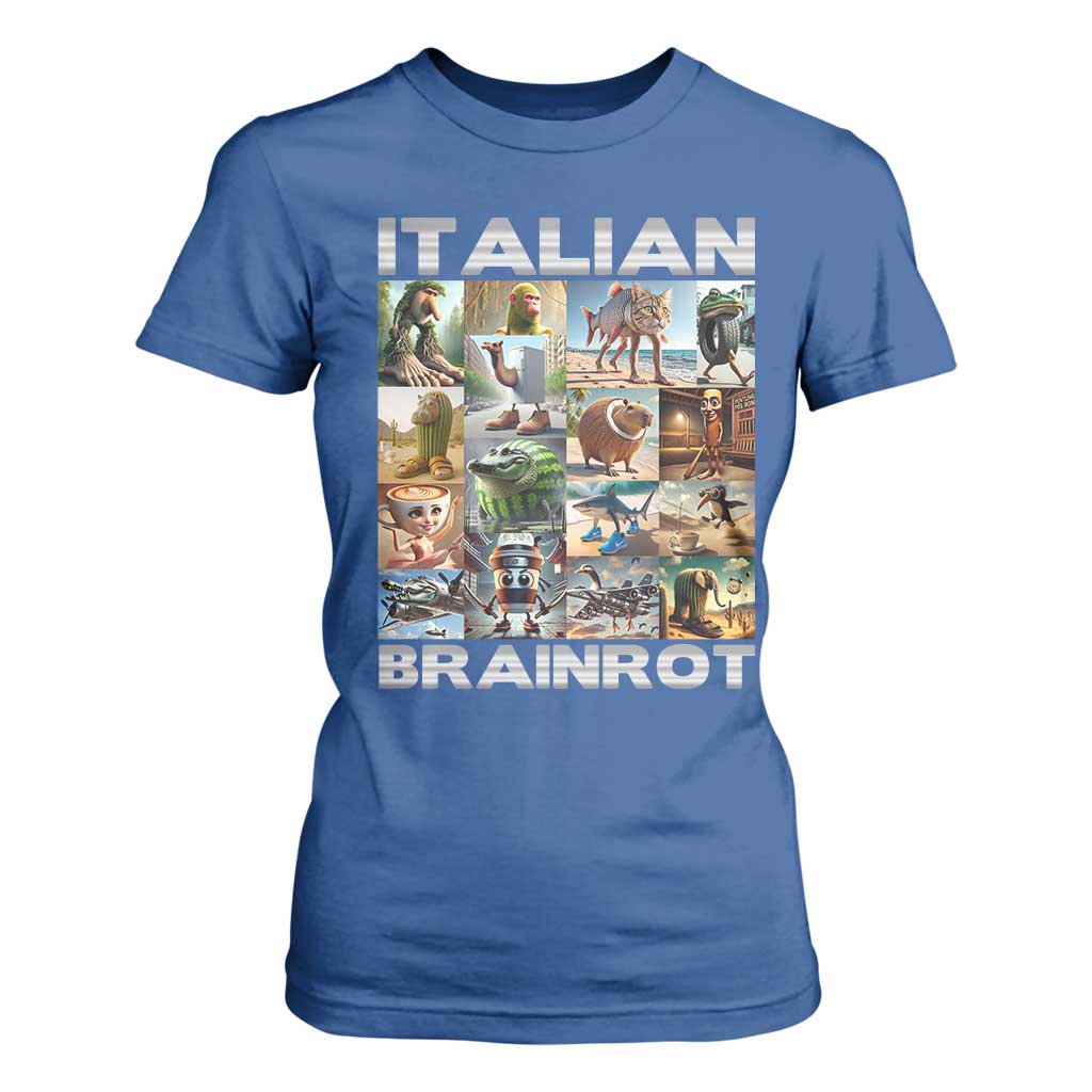 Funny Italian Brainrot Meme Art T Shirt For Women Surreal Humor Pop Culture Collage