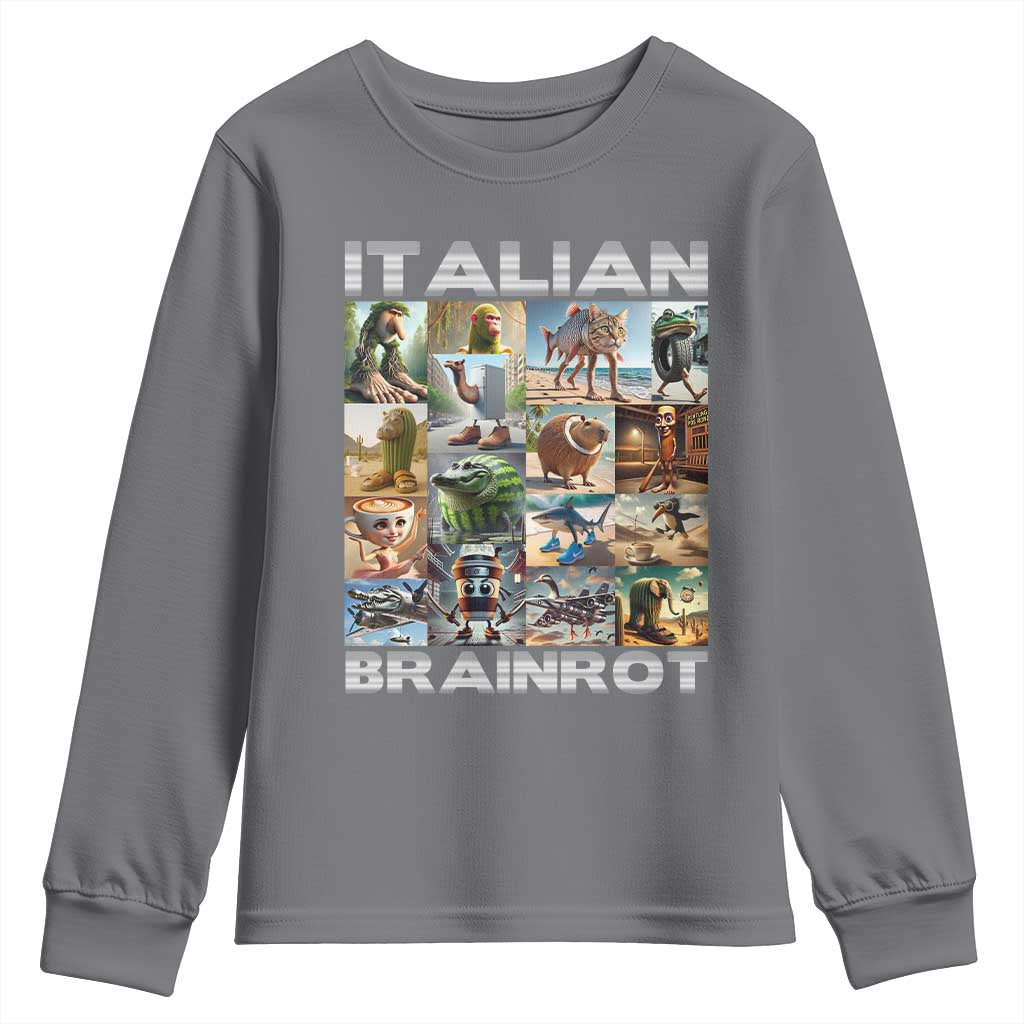 Funny Italian Brainrot Meme Art Youth Sweatshirt Surreal Humor Pop Culture Collage
