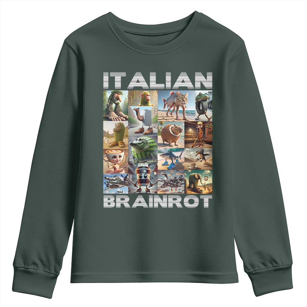 Funny Italian Brainrot Meme Art Youth Sweatshirt Surreal Humor Pop Culture Collage