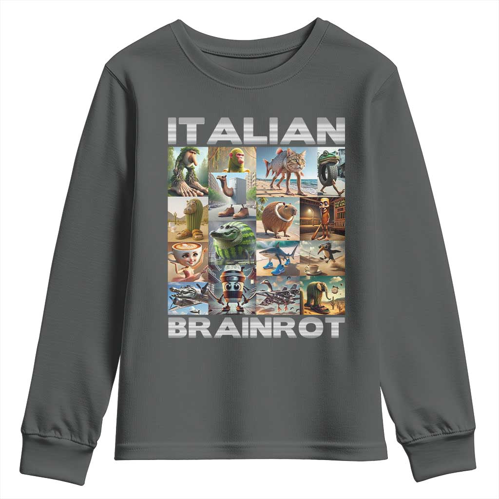 Funny Italian Brainrot Meme Art Youth Sweatshirt Surreal Humor Pop Culture Collage