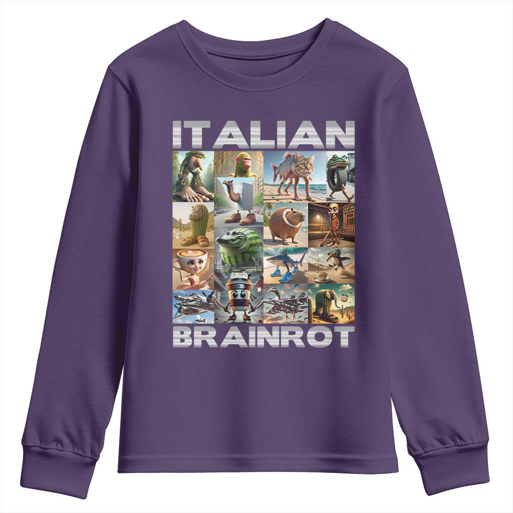 Funny Italian Brainrot Meme Art Youth Sweatshirt Surreal Humor Pop Culture Collage