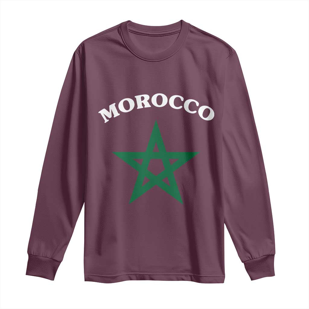 Morocco Pride Flag Star Long Sleeve Shirt Patriotic Moroccan Heritage Souvenir