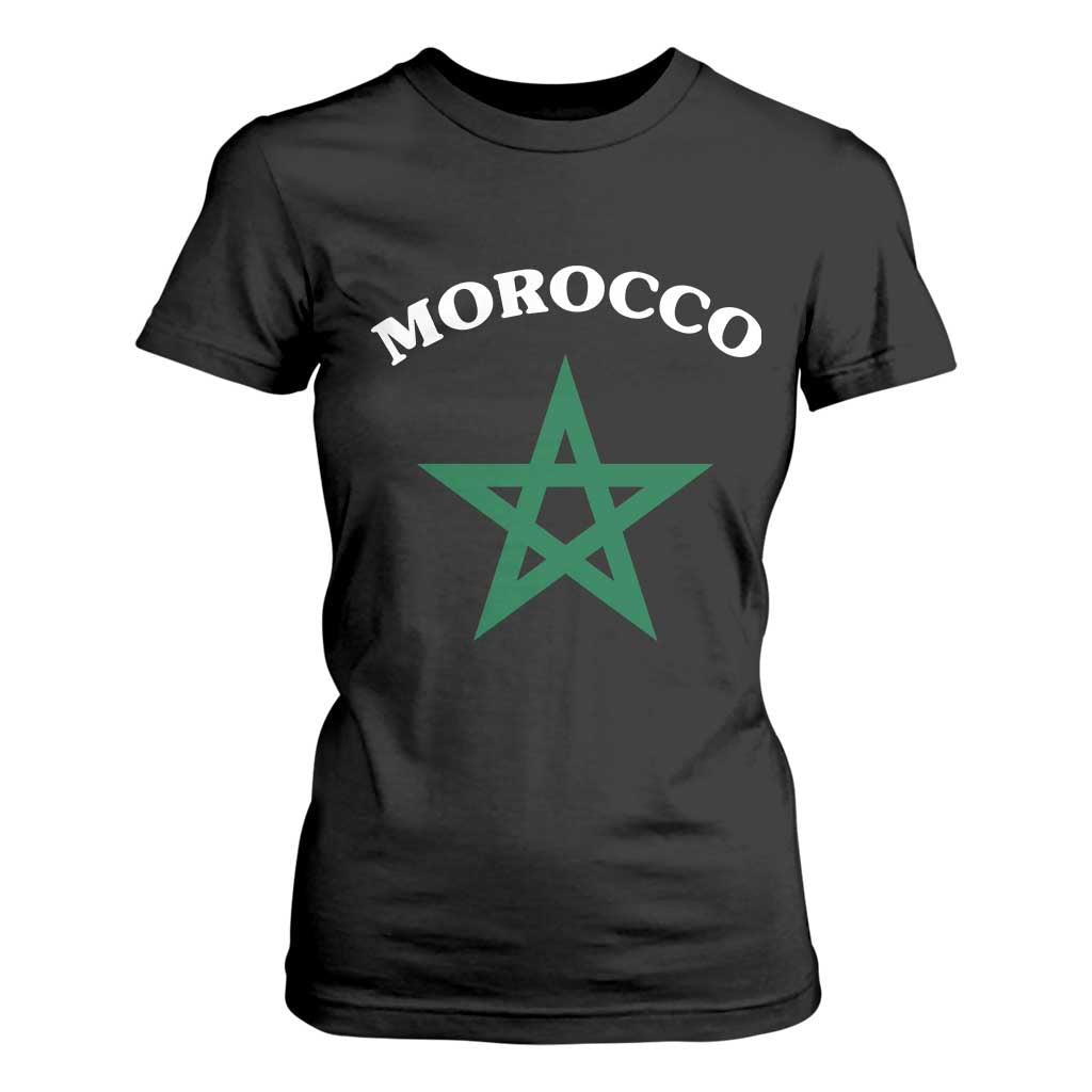Morocco Pride Flag Star T Shirt For Women Patriotic Moroccan Heritage Souvenir