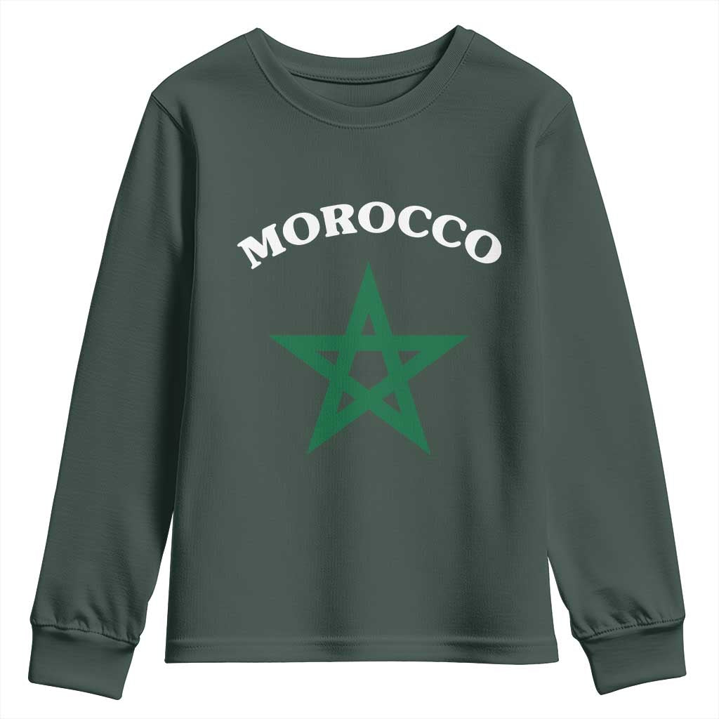 Morocco Pride Flag Star Youth Sweatshirt Patriotic Moroccan Heritage Souvenir