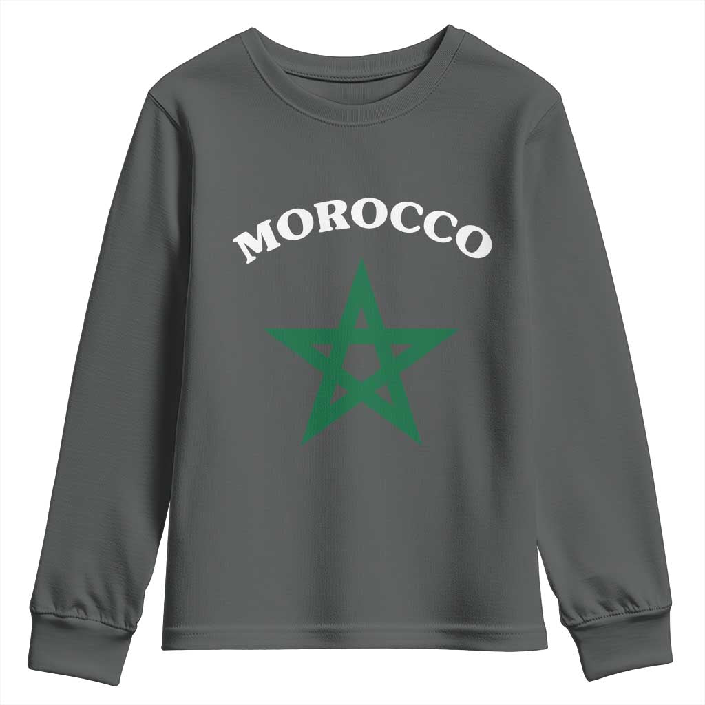 Morocco Pride Flag Star Youth Sweatshirt Patriotic Moroccan Heritage Souvenir