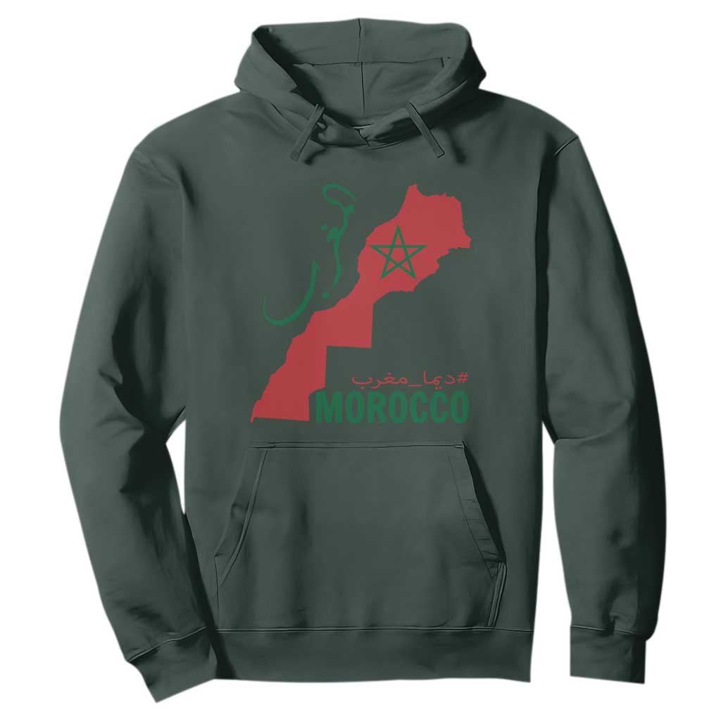 Morocco Map Dima Maghrib with Arabic Calligraphy Hoodie Maghreb Traditional Moroccan Roots Graphic