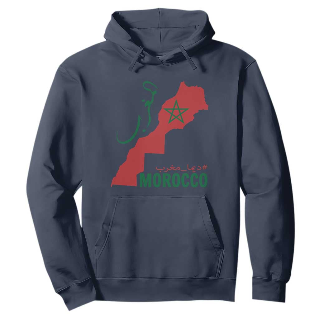 Morocco Map Dima Maghrib with Arabic Calligraphy Hoodie Maghreb Traditional Moroccan Roots Graphic