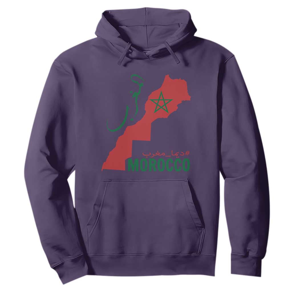 Morocco Map Dima Maghrib with Arabic Calligraphy Hoodie Maghreb Traditional Moroccan Roots Graphic