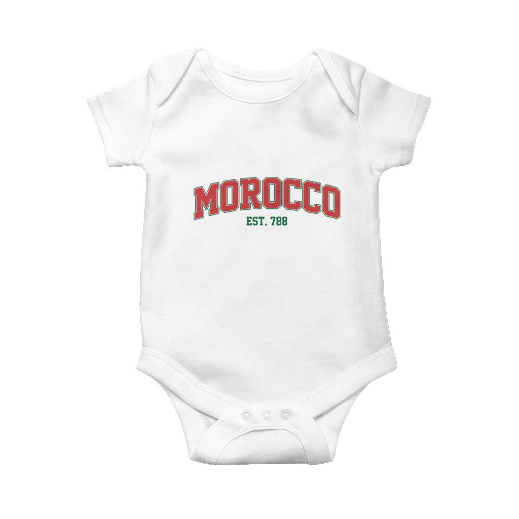 Vintage Morocco Varsity Collegiate Style Baby Onesie Established 788 Moroccan History
