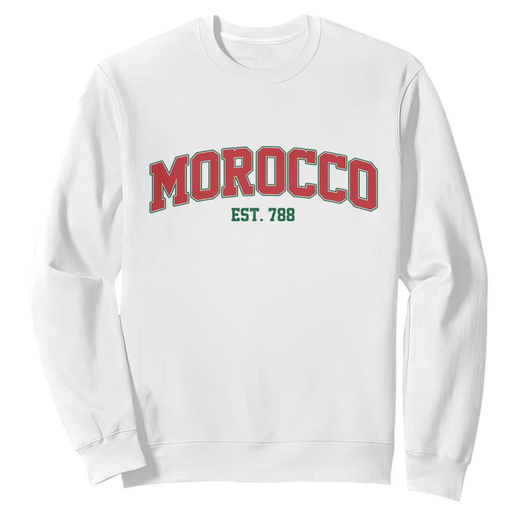 Vintage Morocco Varsity Collegiate Style Sweatshirt Established 788 Moroccan History
