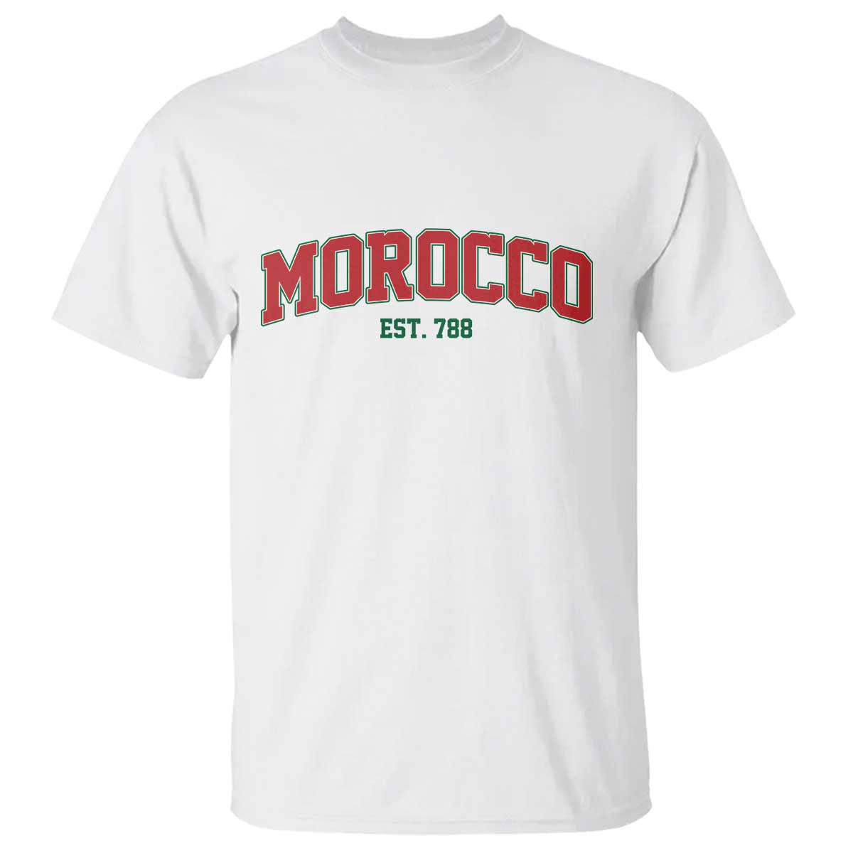 Vintage Morocco Varsity Collegiate Style T Shirt Established 788 Moroccan History