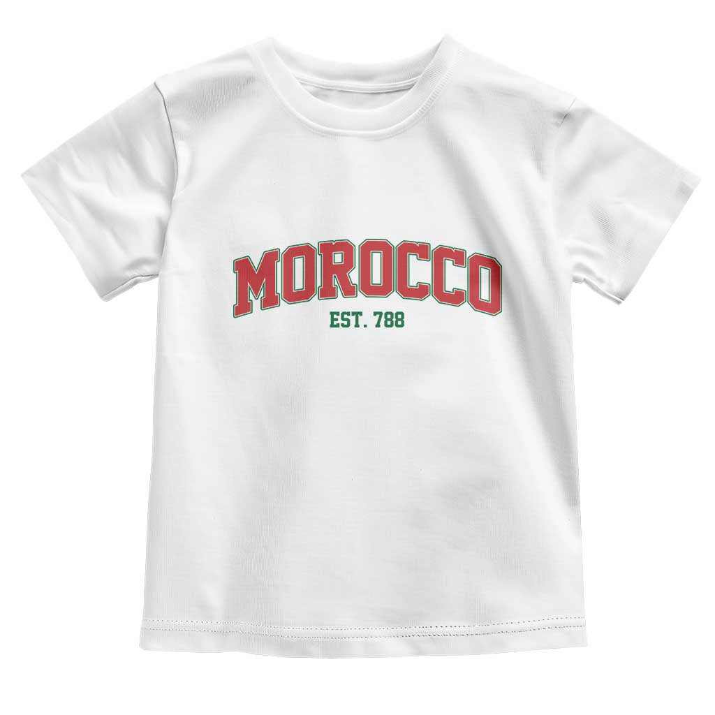 Vintage Morocco Varsity Collegiate Style Toddler T Shirt Established 788 Moroccan History