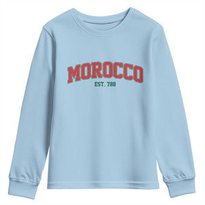 Vintage Morocco Varsity Collegiate Style Youth Sweatshirt Established 788 Moroccan History