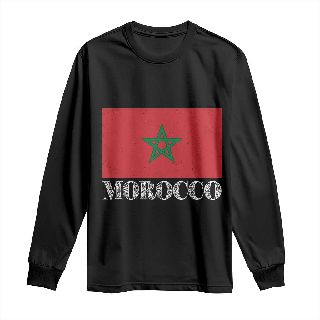 Vintage Morocco Flag Long Sleeve Shirt Patriotic Moroccan Pride