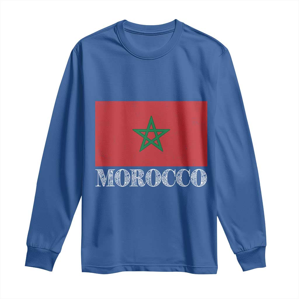Vintage Morocco Flag Long Sleeve Shirt Patriotic Moroccan Pride