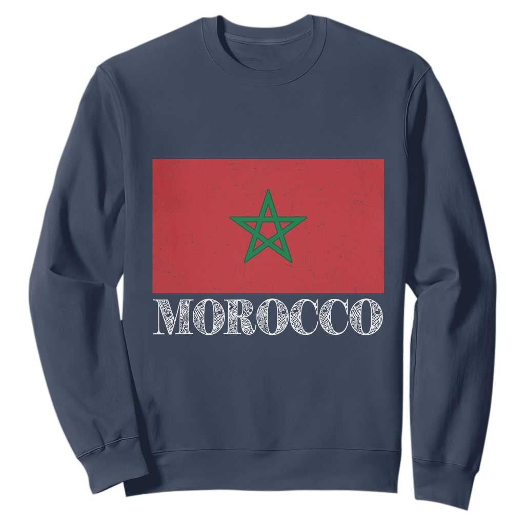 Vintage Morocco Flag Sweatshirt Patriotic Moroccan Pride