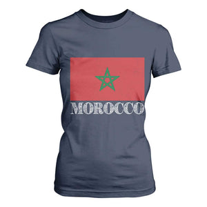 Vintage Morocco Flag T Shirt For Women Patriotic Moroccan Pride