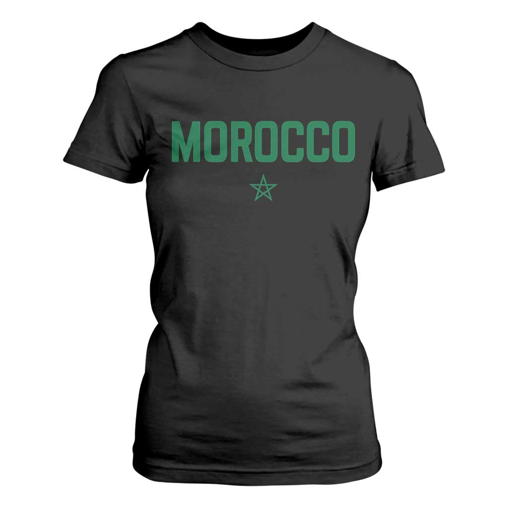Morocco Star Flag Minimalist Moroccan Pride T Shirt For Women
