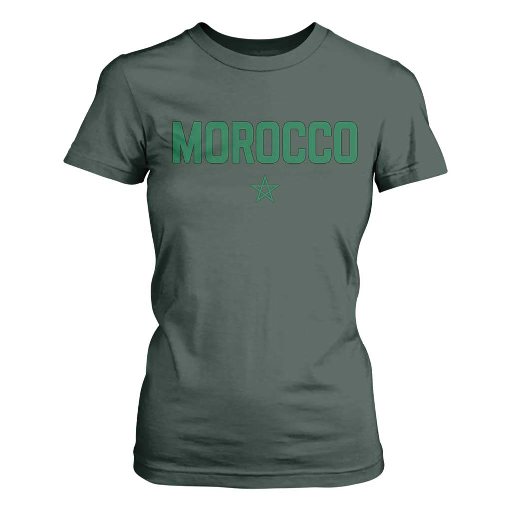 Morocco Star Flag Minimalist Moroccan Pride T Shirt For Women