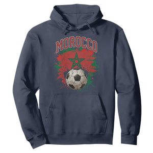 Vintage Morocco Flag Soccer Splatter Graphic Hoodie Patriotic Moroccan Football Fans National Pride Sports