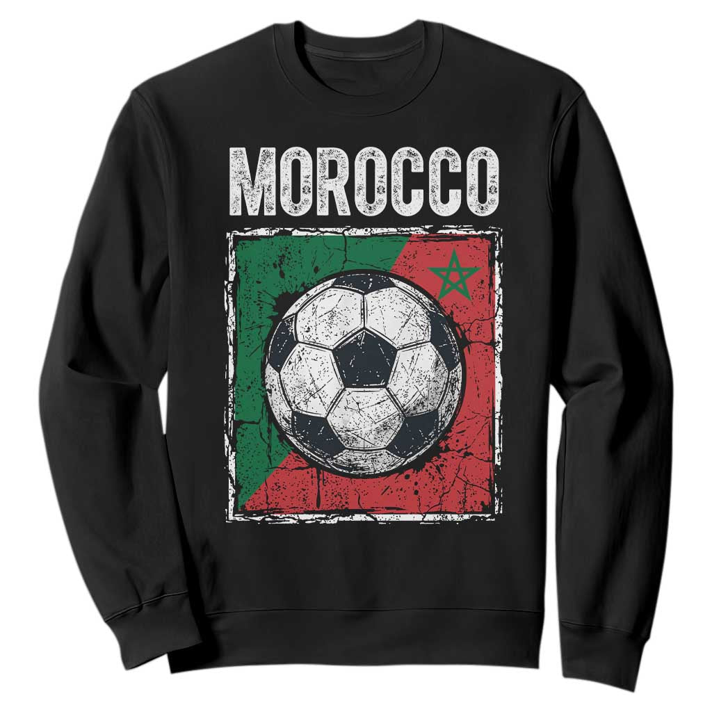 Vintage Morocco Soccer Flag Sweatshirt Moroccan Football Fans National Pride Sports