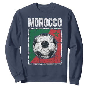 Vintage Morocco Soccer Flag Sweatshirt Moroccan Football Fans National Pride Sports
