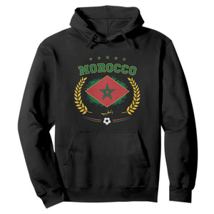 Morocco Football Laurel Wreath Crest Graphic Hoodie Proud Moroccan Soccer Star Emblem Sports Fans