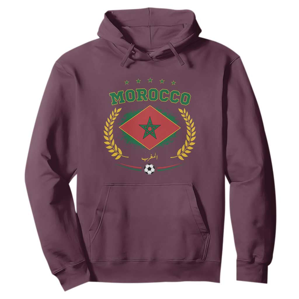 Morocco Football Laurel Wreath Crest Graphic Hoodie Proud Moroccan Soccer Star Emblem Sports Fans