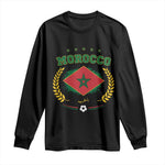 Morocco Football Laurel Wreath Crest Graphic Long Sleeve Shirt Proud Moroccan Soccer Star Emblem Sports Fans