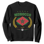 Morocco Football Laurel Wreath Crest Graphic Sweatshirt Proud Moroccan Soccer Star Emblem Sports Fans