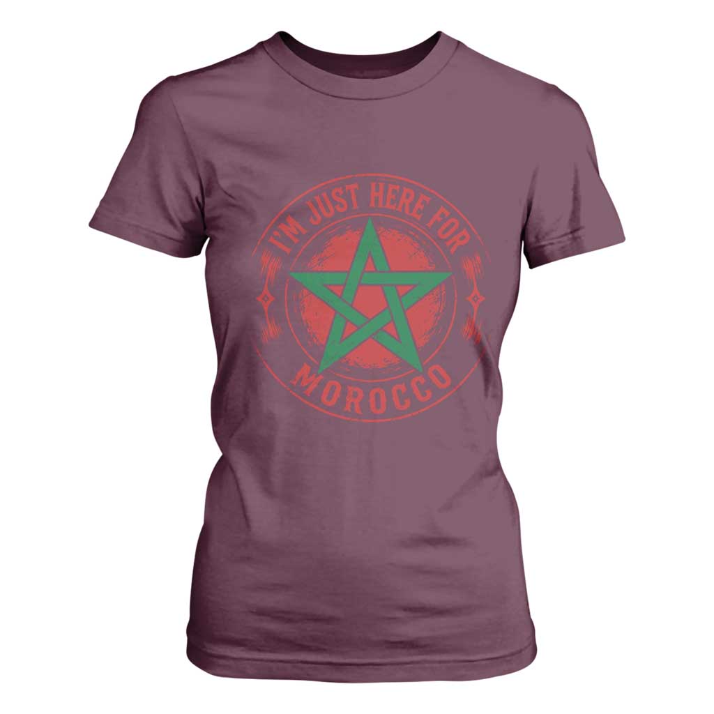 I'm Just Here for Morocco T Shirt For Women Funny Moroccan Pride Supporter Sports Fan