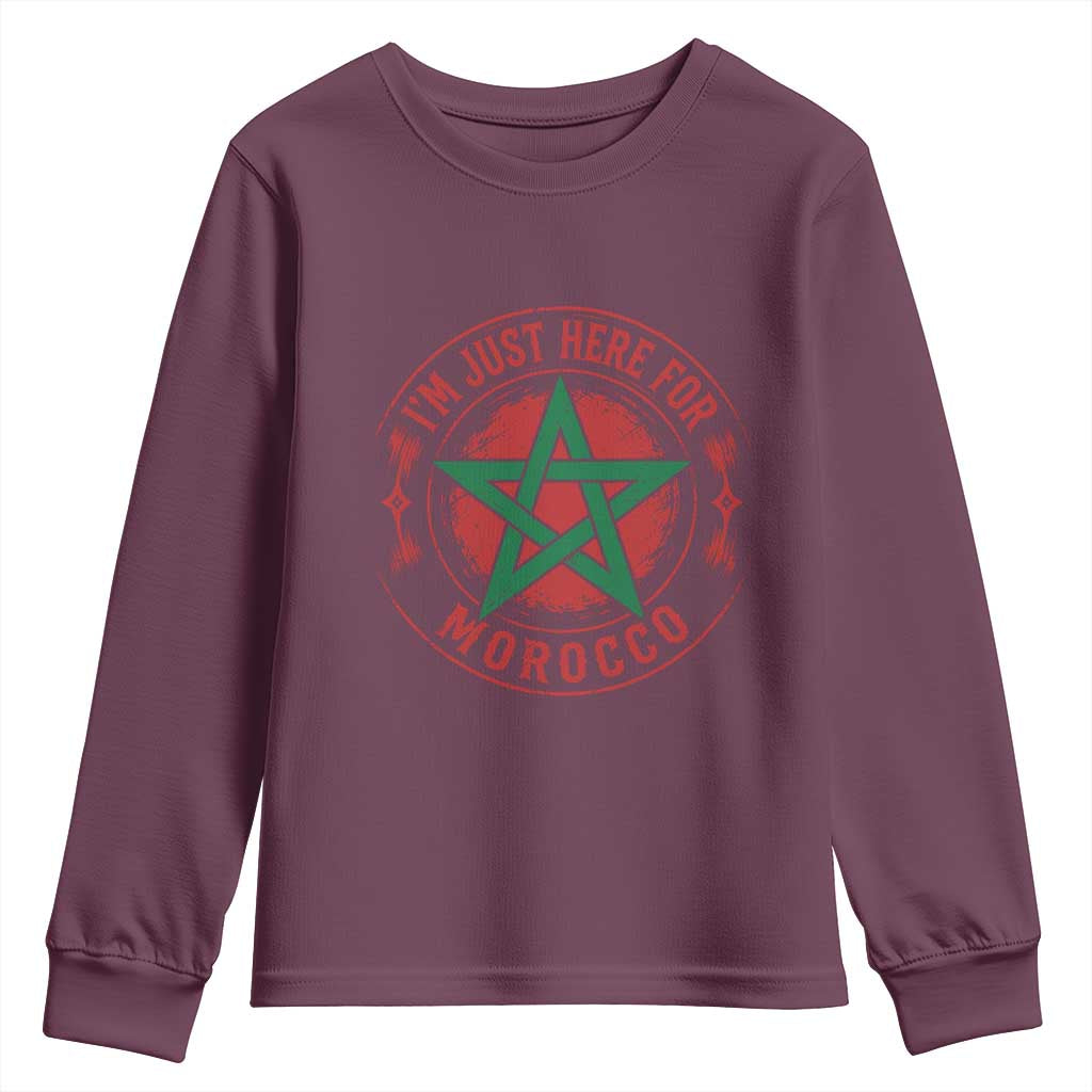 I'm Just Here for Morocco Youth Sweatshirt Funny Moroccan Pride Supporter Sports Fan