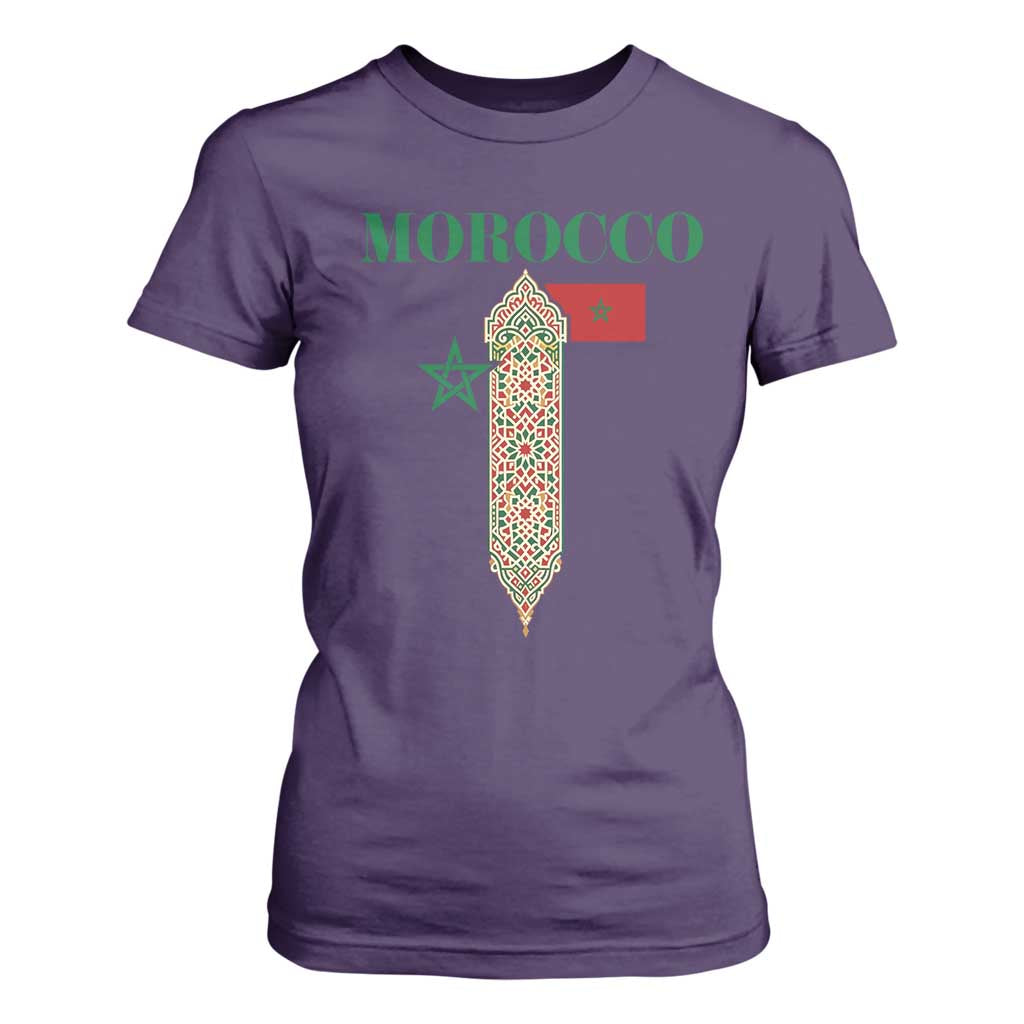 Traditional Moroccan Mosaic Archway Graphic T Shirt For Women Morocco Architecture Tile Pattern