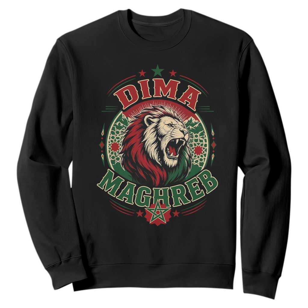 Dima Maghreb Morocco Lion Roar Sweatshirt Proud Patriotic Moroccan Spirit Heritage Support