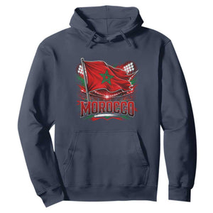 Waving Morocco Flag Stadium Lights Hoodie Patriotic Moroccan Soccer Fans