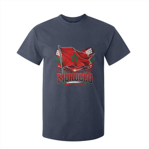 Waving Morocco Flag Stadium Lights T Shirt For Kid Patriotic Moroccan Soccer Fans