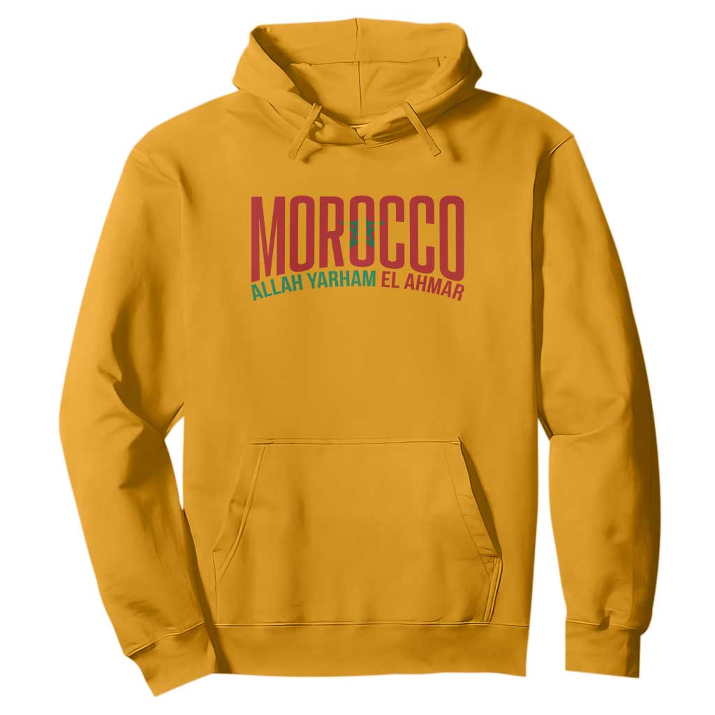 Morocco Flag Pride Allah Yarham El Ahmar Hoodie Moroccan Soccer Football Fans Gift