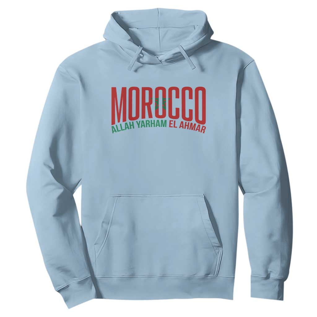 Morocco Flag Pride Allah Yarham El Ahmar Hoodie Moroccan Soccer Football Fans Gift