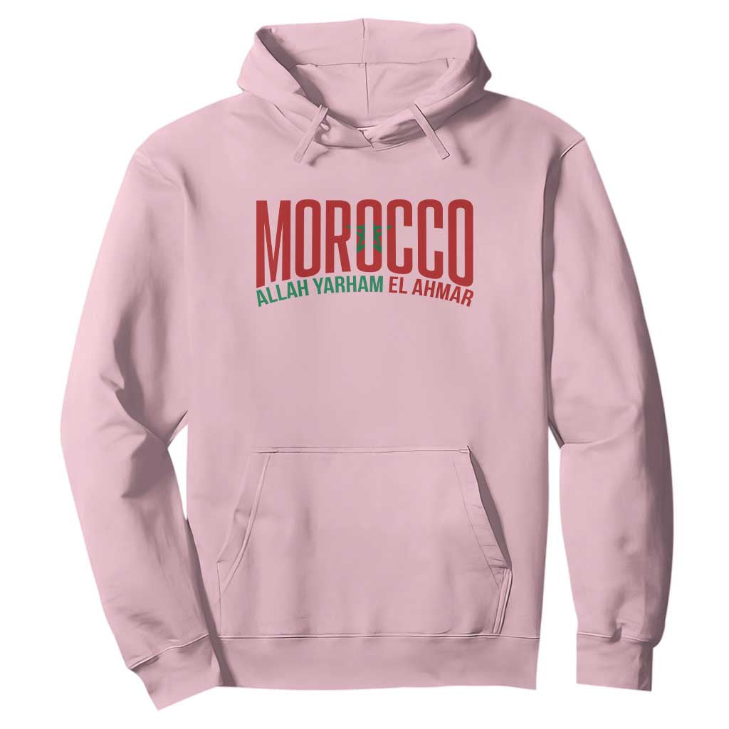 Morocco Flag Pride Allah Yarham El Ahmar Hoodie Moroccan Soccer Football Fans Gift