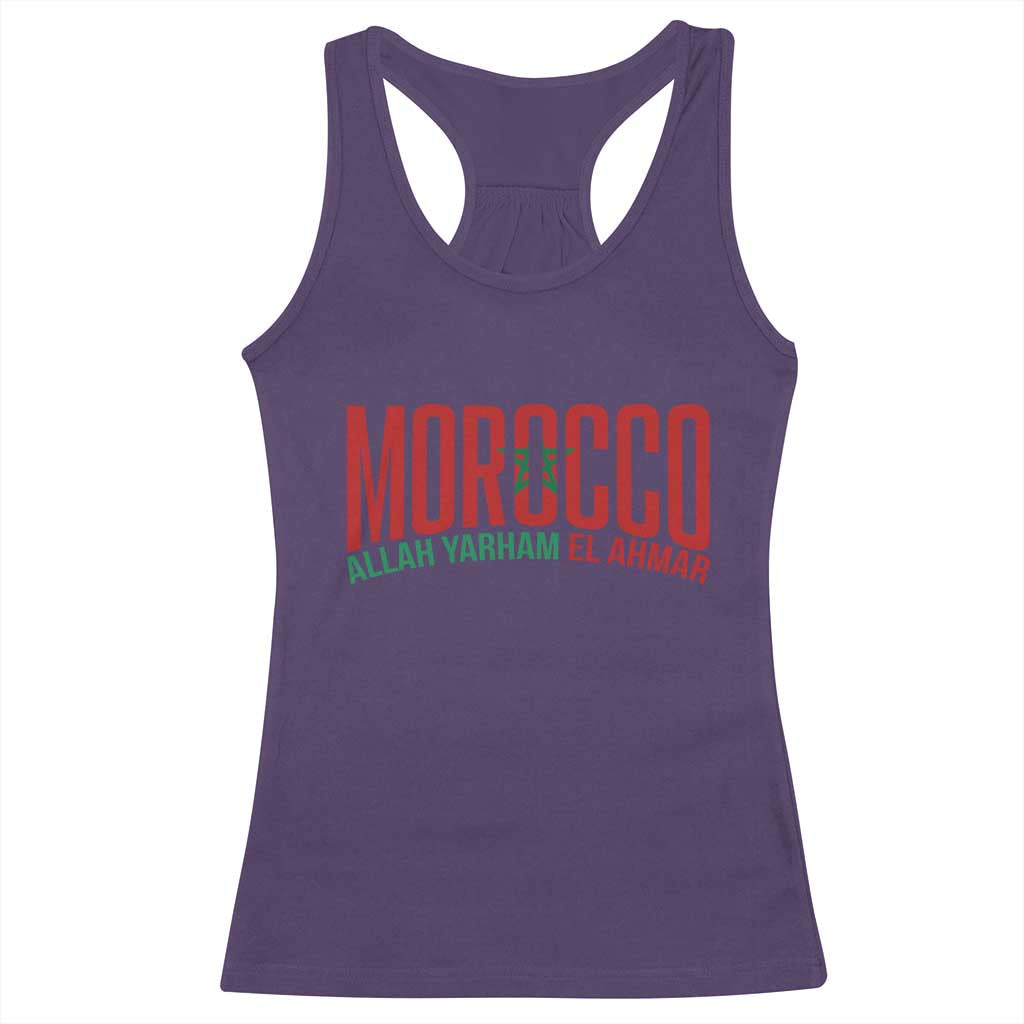 Morocco Flag Pride Allah Yarham El Ahmar Racerback Tank Top Moroccan Soccer Football Fans Gift