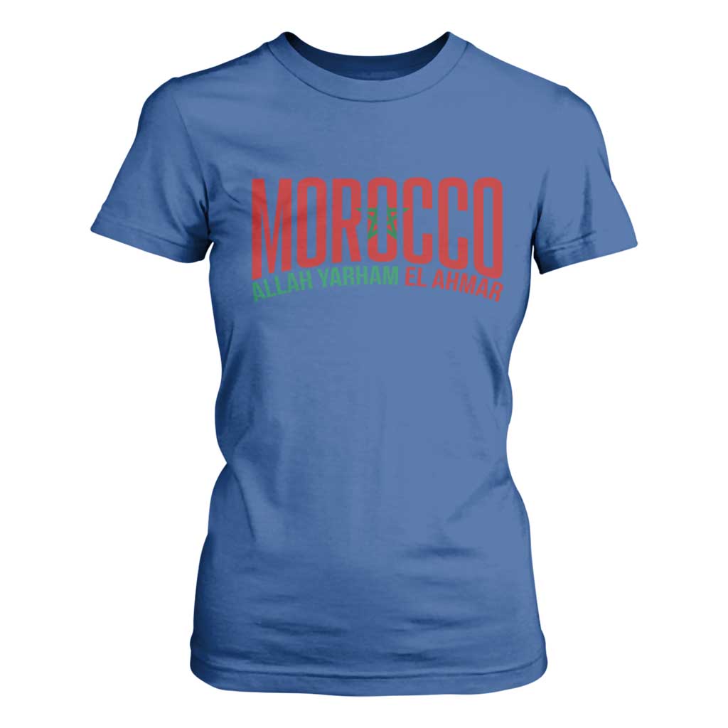 Morocco Flag Pride Allah Yarham El Ahmar T Shirt For Women Moroccan Soccer Football Fans Gift