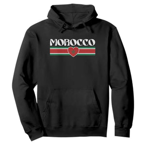 Love Morocco Retro Stripe Graphic Hoodie Maroc Moroccan Flag Heart
