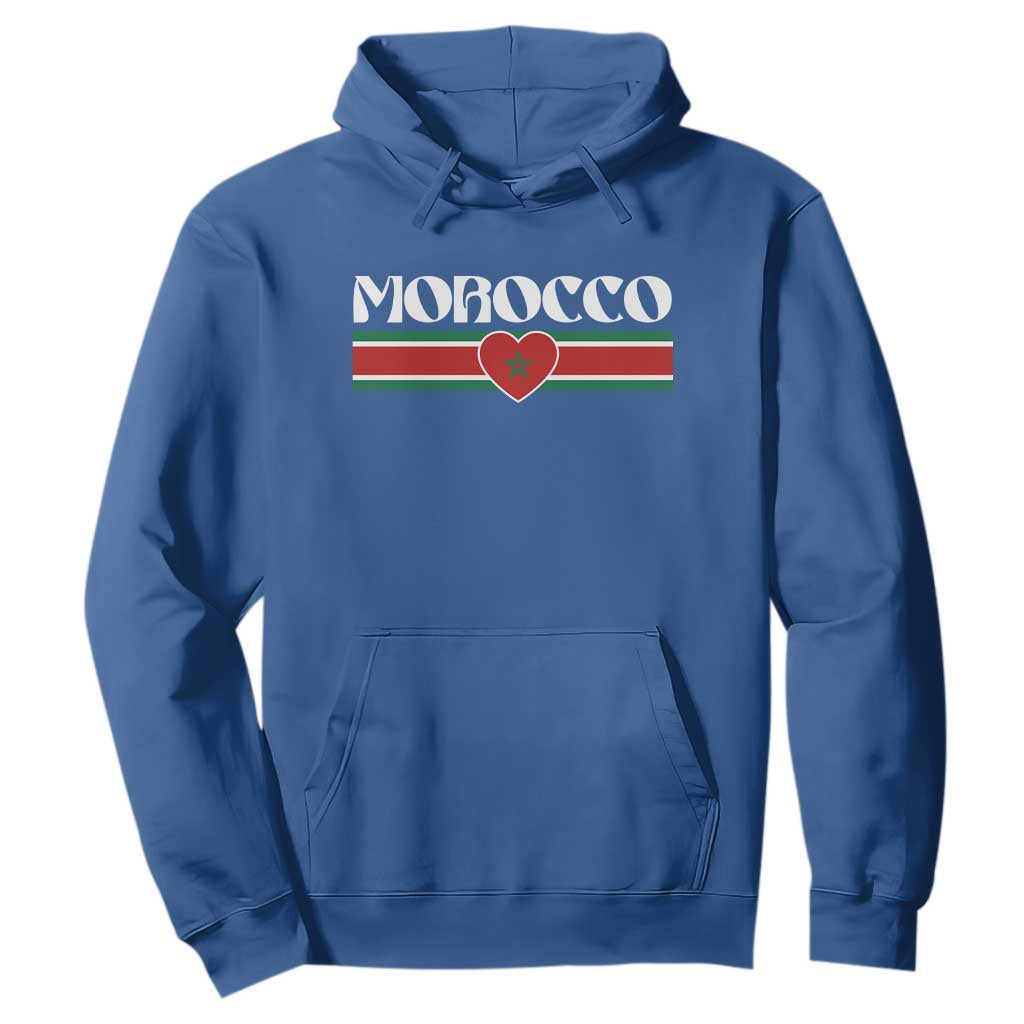 Love Morocco Retro Stripe Graphic Hoodie Maroc Moroccan Flag Heart