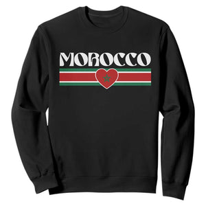 Love Morocco Retro Stripe Graphic Sweatshirt Maroc Moroccan Flag Heart