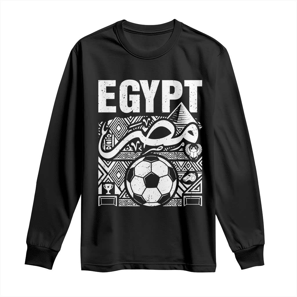 Egypt Soccer Misr Pride Arabic Calligraphy Long Sleeve Shirt Egyptian Football Fans Ancient Pyramid Heritage Graphic