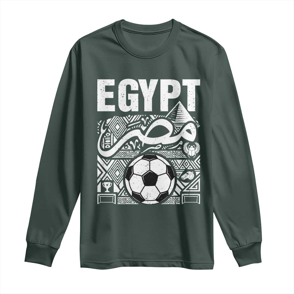 Egypt Soccer Misr Pride Arabic Calligraphy Long Sleeve Shirt Egyptian Football Fans Ancient Pyramid Heritage Graphic
