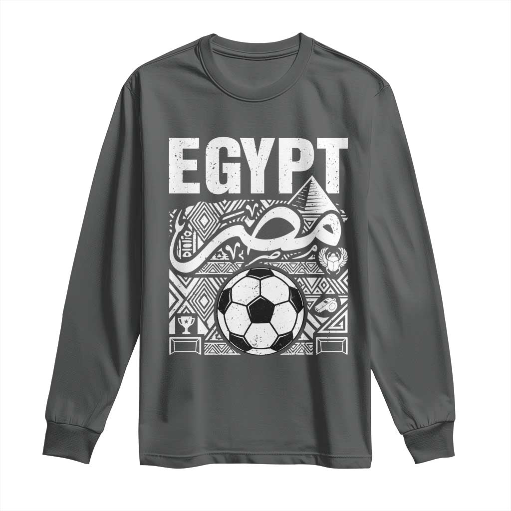 Egypt Soccer Misr Pride Arabic Calligraphy Long Sleeve Shirt Egyptian Football Fans Ancient Pyramid Heritage Graphic