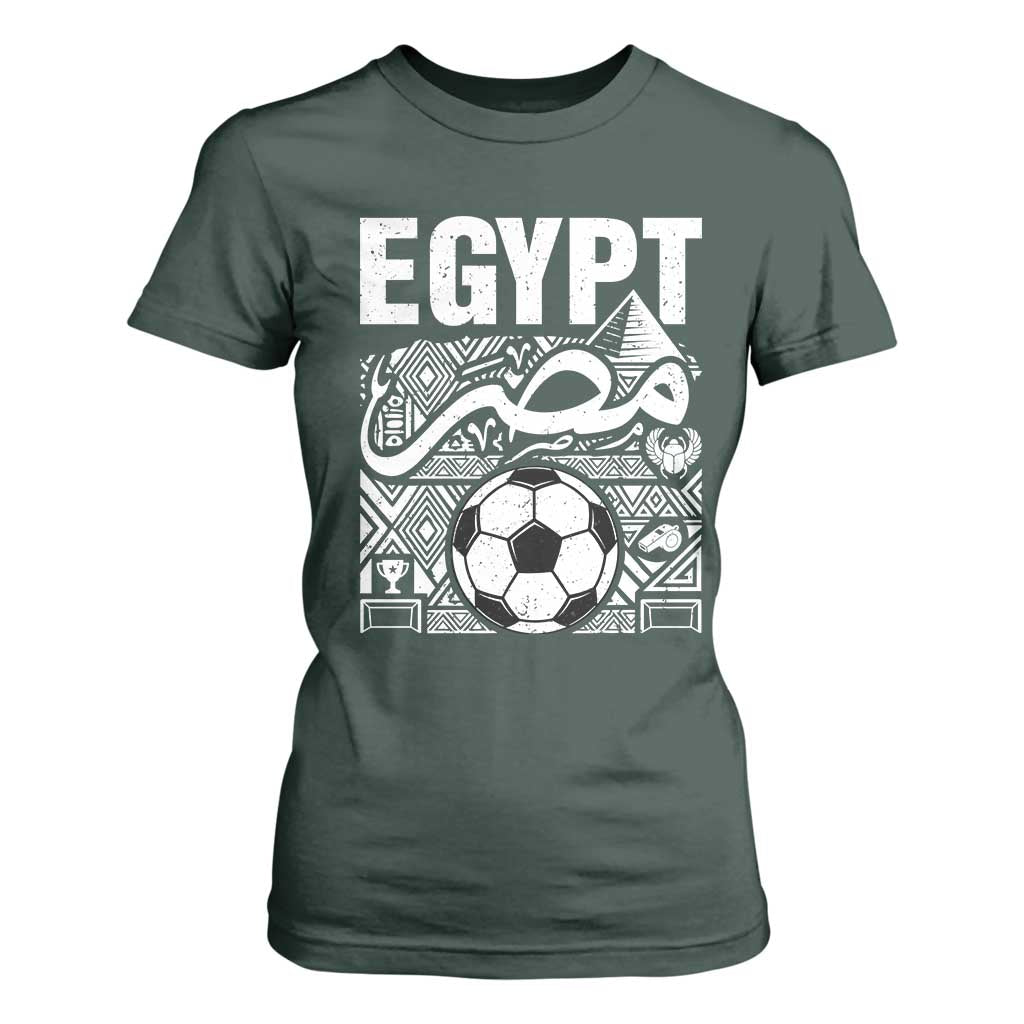 Egypt Soccer Misr Pride Arabic Calligraphy T Shirt For Women Egyptian Football Fans Ancient Pyramid Heritage Graphic