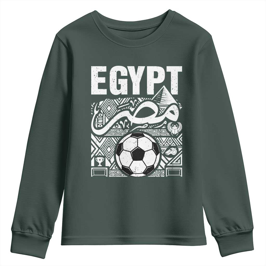 Egypt Soccer Misr Pride Arabic Calligraphy Youth Sweatshirt Egyptian Football Fans Ancient Pyramid Heritage Graphic