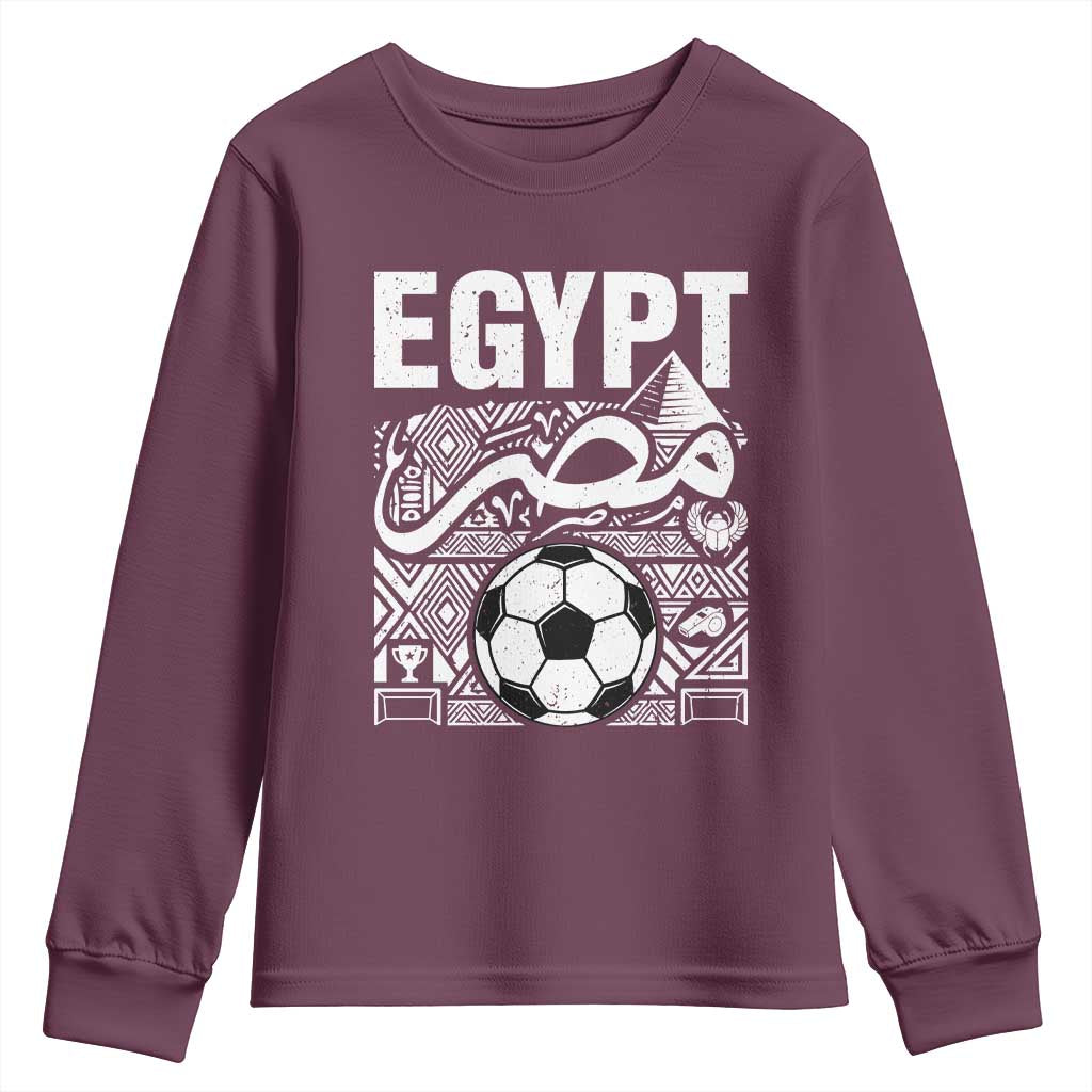 Egypt Soccer Misr Pride Arabic Calligraphy Youth Sweatshirt Egyptian Football Fans Ancient Pyramid Heritage Graphic